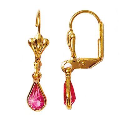 Boucles d’oreilles Cristal Rose Dormeuses Plaqué Or