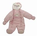 Baby Girl Winter Coat in Pink with Hood, Puppy Design (Snow Suit) (0-3 months)