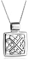 Sterling Silver Celtic Design Square Pendant, 18"
