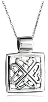 Sterling Silver Celtic Design Square Pendant, 18"
