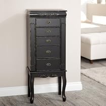 Shabby Chic Black Jewelry Armoire - GH13744-B