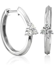 10K Gold and Silver 3 Stones Hoop Diamond Earrings (GH, I1-I2, 0.50 carat)