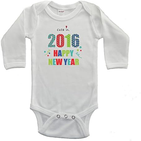 Cute in 2016 - New Year's Baby Bodysuit (6-12 Months, White - Long Sleeve)