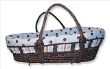 Trend Lab Max Moses Basket Set - Brown Basket with Max Blue, Brown Polka Dot Wrap Style Bumper and Blue Mattress Cover Sheet