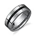 High Polish Black Carbon Fiber 8 mm Comfort Fit Mens Tungsten Wedding Band Ring Sizes 8 to 13 Free Shipping