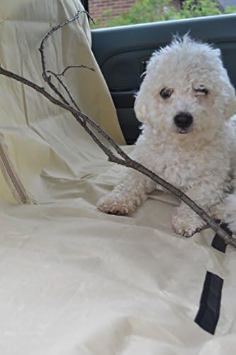 Happy Dogs Car Seat Cover Hammock for Pets with Zipper and Seat Belt Slits, Waterproof, Gray/Tan (Tan)