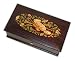 Beautiful Dark Wooden Music Box with Musical Instruments and Flowers Inlay and a 72 N...