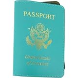 Teal Blue Tobacco Tartan and Solid Colors Baekgaard Leather Brights genuine leather embossed passport holder