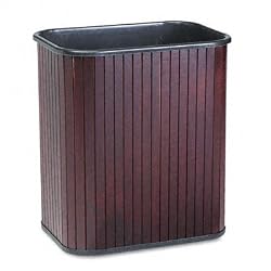 Advantus CVR09853 Rectangular hardwood wastebasket, 28-quart, mahogany finish