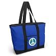 Peace Sign Tote Bag Blue Peace Signs - For Travel or Beach Best Unique Gift Ideas for Her, Women, or Ladies