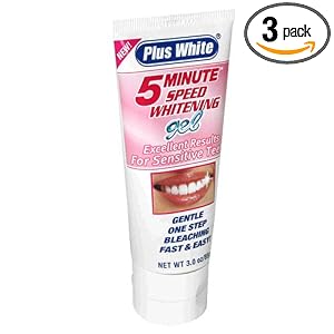 Plus White 5 Minute Speed Whitening Gel, Sensitive Teeth, 3-Ounce Tube (Pack of 3)