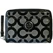 Coach Signature Alex Coated Medium Zip Around Wallet Black Ivory