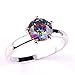 Psiroy 925 Sterling Silver Stunning Created Gorgeous Women's 8mm*8mm Round Cut Rainbow Topaz Solitaire Filled Ring
