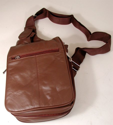 Buxton Organizer Sling Bag Dark Brown Leather