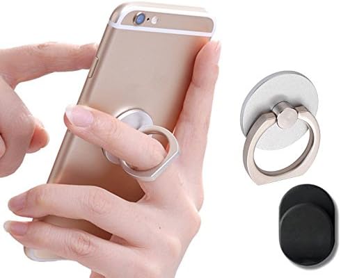 Phone Ring Grip 360 - 100% Metal - Premium iPhone Ring Holder & Phone Stand for Smartphones & Tablets - Now Includes Hook Mount (Silver)