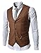 TheLees (GVE Mens Business Slim Fit Chain Point 4 Button Vest Waist Coat Brown US XS(Tag Size M)