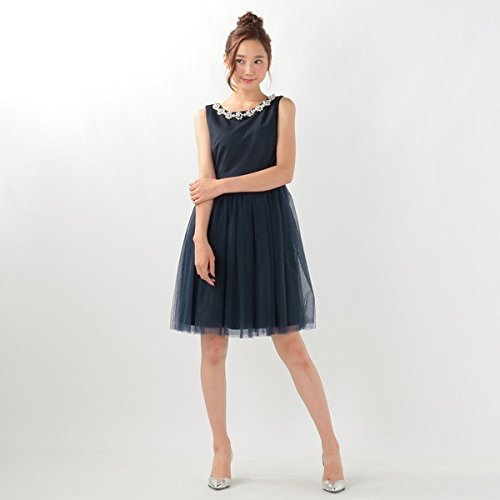 レストローズ（LEST ROSE） チュールコンビ衿ビジュー調ワンピース