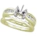 14K Two Tone Gold Diamond Semi Mount Engagement Ring