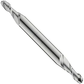 Niagara Cutter DB215 High-Speed Steel End Mill, General Purpose, Regular Length, Uncoated (Bright), 2 Flutes, Double Ball End, 3/16" Cutting Length, 1/16" Cutting Diameter
