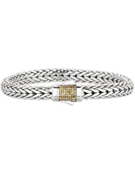 Phillip Gavriel 7mm Sterling Silver with Yellow Sapphire Wide Wheat Patterned 8.25" Bracelet