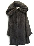 Knitted Mink Semi-Swing 3/4 Coat w/Hood & Crush Collar