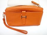 Genuine Leather Women’s Palm Wallet, Womens Cell Phone Purse, Makeup Purse, Women Purse – Orange