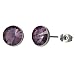Birthday Stainless Steel Post Stud Earrings With Rhinestone (February Color Studs)