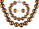 12 TO 14MM ENHANCED CHOCOLATE MANMADE ORGANIC MOTHER OF PEARL STERLING SILVER JEWELRY SET