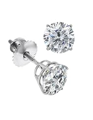 1.02 Ct Round Solid 14K White Gold Diamond Stud Earrings Screwback