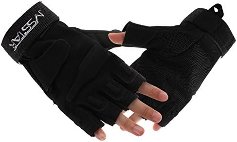 NSSTAR Outdoor Sports Military Half-finger Fingerless Tactical Airsoft Hunting Riding Cycling Gloves Black Green Camel available (Black, M)
