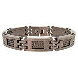 Mens Stainless Steel Chocolate Plated Cable Bracelet