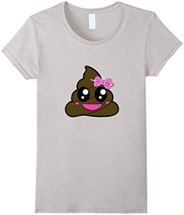Women's Baby Princess Poop Emoji Emojicon Funny Cell Phone - T Shirt XL Silver