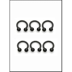 THU0003 / Piercing Hufeisen - Horseshoe 1,6 x 10 mm aus schwarzem Titan anodized mit Kugeln 4 mm