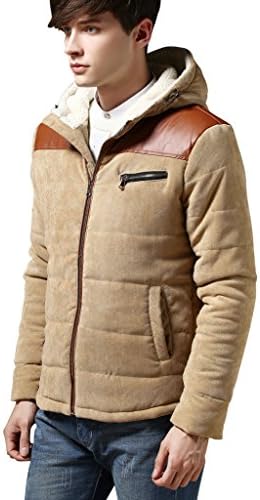 HZMK Men's Winter Quilted Hooded Jacket US Size 44(Label Asian Size 4XL) Khaki