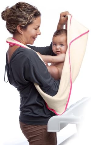 aacua Infant to Toddler 4 in 1 Multi-Use Organic Bath Towel (Organic Pink Trim)