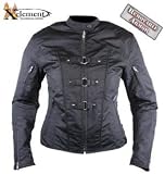 Women's Removable Armor Black Tri-TexTM Fabric Motorcycle Jacket by Xelement Sz L