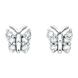 14K White Gold 1/4 ct. Diamond Butterfly Earrings
