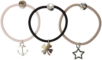By Lilla "Bon Voyage" Charm Hair Tie Elastics Tavel Set-Beige/Black