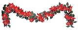 GKI Bethlehem Lighting 6-Foot 35-Light Weatherproof Lighted Poinsettia Garland, Red