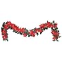 GKI Bethlehem Lighting 6-Foot 35-Light Weatherproof Lighted Poinsettia Garland, Red