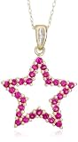 10k Yellow Gold, July Birthstone, Lab-Created Ruby Star Pendant, 18
