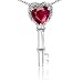 Candygem 14k Gold Key to my Heart Love Key Pendant with Created Ruby and Diam...