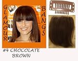 Clip in Human Hair Extensions Bangs #4 Chocolate Brown