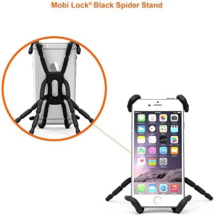Mobi Lock Universal, Multi-Function, Portable Spider Holder with Flexible Grip for Smartphones and Tablets in Black