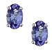 Dyach :14k White Gold Tanzanite Oval CUT Stud Earrings