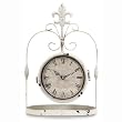 14.75" White Distressed Double-Sided Fleur De Lis Mantel Clock