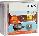 Tdk Dvd+R85As5 8.5 Gb 2.4X Double Layer Dvd+R, 5 Pk Slim Jewel