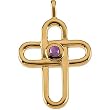 14K Yellow Gold Amethyst Cross Pendant