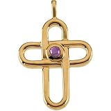 14K Yellow Gold Amethyst Cross Pendant