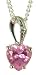 9ct White Gold Created Pink Sapphire And Diamond Heart Pendant + 18